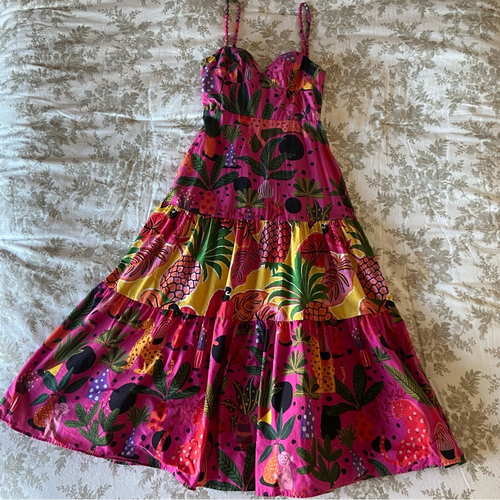 Farm Rio Vibrant Tropical Print Dress